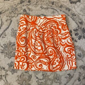 Merona Cream and Orange floral Swirl Mini Skirt Size M